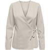 ONLY Onlsilla L/S Tie Wrap Blouse CC Pnt, Pumice Stone, L Donna