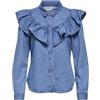 ONLY Onlindigo Frill Stud L/S DNM - Maglietta Qyt, Media Blu Denim, XS