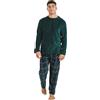 TRAMAS+ Pigiama Invernale da Uomo, Pigiama Coraline con Maniche Lunghe in Pile e Pantaloni Lunghi, Set Pigiama Confortevole e Caldo - Pigiama Invernale da Uomo- L, Welo Verde