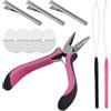 JRSHIRLEYLTD Set di micro anelli per capelli con 1 pinza per capelli, 2 pezzi, 3 clip quadrate e 3 pezzi di pellicola termica trasparente