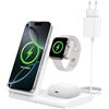 WATOE Caricatore Wireless Apple 3 in 1, Stazione di Ricarica Rapida per iPhone 17/16/15/14/13/12/11/Pro/Max/Plus, Apple Watch Ultra 3/11/10/9/8/7/6/SE 3, per AirPods Pro 3/4/3/2