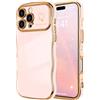 LCHULLE Compatibile con iPhone 16 Pro Max Cover cuore d'amore Custodia con forma ondulata e riccia ragazze Protezione della fotocamera Cover galvanizzata Custodia per iPhone 16 Pro Max Rosa chiaro