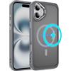 LCHULLE Custodia magnetica per iPhone 16 Plus Cover compatibile con MagSafe semi-trasparente opaca sottile Case protettiva PC Back + TPU Bumper per iPhone 16 Plus Grigio