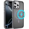 LCHULLE Custodia magnetica per iPhone 16 Pro Max Cover compatibile con MagSafe semi-trasparente opaca sottile Case protettiva PC Back + TPU Bumper per iPhone 16 Pro Max Grigio