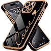 LCHULLE Compatibile con iPhone 15 Pro Max(6.7 Pollici) Cover Amore Cuore Custodia Ragazza Silicone Cover Cuori Protezione Fotocamera Antiurto Custodia Cute Love Case per iPhone 15 Pro Max Nero