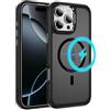 LCHULLE Custodia magnetica per iPhone 16 Pro Max Cover compatibile con MagSafe semi-trasparente opaca sottile Case protettiva PC Back + TPU Bumper per iPhone 16 Pro Max Nero