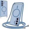 Pnakqil Cover Magnetica con Cordino per Samsung Galaxy S26 Plus/S26+, Compatibile con MagSafe, Sottile con Laccio Collana Tracolla Regolabile AntiGraffio Case con Collana-Azzurro