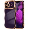 LCHULLE Compatibile con iPhone 13 Pro Cover cuore d'amore Custodia con forma ondulata e riccia ragazze Protezione della fotocamera Cover protettiva galvanizzata Custodia per iPhone 13 Pro Viola scuro