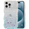 LCHULLE Glitter Cover Compatibile con iPhone 15 Pro CustodiaTrasparente Cover con Forma Ondulata con Paillettes & Cristalli Custodia Resistente Silicone Case per iPhone 15 Pro, Blu