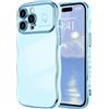 LCHULLE Compatibile con iPhone 14 Pro Max Cover cuore d'amore Custodia con forma ondulata e riccia ragazze Protezione della fotocamera Cover protettiva galvanizzata Custodia per iPhone 14 Pro Max Blu