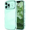 LCHULLE Compatibile con iPhone 13 Pro Cover cuore d'amore Custodia con forma ondulata e riccia ragazze Protezione fotocamera Cover protettiva galvanizzata Custodia per iPhone 13 Pro Verde chiaro