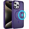 LCHULLE Custodia magnetica per iPhone 15 Pro Cover compatibile con MagSafe semi-trasparente opaca sottile Case protettiva PC Back + TPU Bumper per iPhone 15 Pro Viola