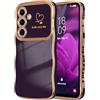 LCHULLE Compatibile con Samsung Galaxy S25 FE Cover cuore d'amore Custodia con forma ondulata ragazze Protezione della fotocamera Cover galvanizzata Custodia per Samsung S25 FE Viola scuro