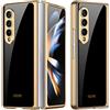 COQUE Custodia Galaxy Z Fold 4 5G,Custodia per cellulare verniciata lucida in vetro ultra sottile 9H,Cover pieghevole per Samsung Galaxy Z Fold 4 5G-Nero freddo