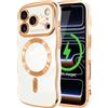 LCHULLE per iPhone 17 Pro Max Cover Magnetica Cuore Ondulata,Bianco