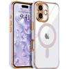 LCHULLE Magnetic per iPhone 17 Cover trasparente [Compatibile con Magsafe] protezione della fotocamera Custodia antiurto Cover protettiva clear silicone case per iPhone iPhone 17 Viola chiaro