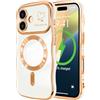 LCHULLE per iPhone 16 Plus Cover Magnetica Cuore Ondulata,Bianco
