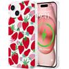 LCHULLE Cover Magnetica per iPhone 15 Compatibile con MagSafe Custodia Trasparente Rosa Fiocco per Ragazze Donne Cover protettiva Magnetica Silicone Case per iPhone 15 Fragola rossa