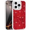 LCHULLE Custodia Glitter Compatibile con iPhone 16 Pro Max(6.9") Cover Ragazze Custodia con Lucida Paillettes Cover Silicone Protettiva Antiurto Bling Case per iPhone 16 Pro Max Rosso