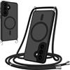 Pnakqil Cover Magnetica con Cordino per Samsung Galaxy S26 Plus/S26+, Compatibile con MagSafe, Sottile con Laccio Collana Tracolla Regolabile AntiGraffio Case con Collana-Nero