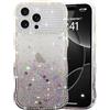LCHULLE Glitter Cover Compatibile con iPhone 16 Pro Max CustodiaTrasparente Cover con Forma Ondulata con Paillettes & Cristalli Custodia Resistente Silicone Case per iPhone 16 Pro Max, Nero