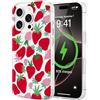 LCHULLE Cover Magnetica per iPhone 16 Pro Compatibile con MagSafe Custodia Trasparente Rosa Fiocco per Ragazze Donne Cover protettiva Magnetica Silicone Case per iPhone 16 Pro Fragola rossa