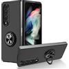 COQUE Custodia per Galaxy Z Fold 4 5G Cover, Pellicola Shell all-Inclusive Custodia per Telefono con Supporto Video ad Anello, Cover Pieghevole per Samsung Galaxy Z Fold 4 5G-Nero