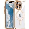 LCHULLE Magnetic per iPhone 15 Pro Max Cover trasparente [Compatibile con Magsafe] protezione della fotocamera Custodia antiurto Cover protettiva clear silicone case per iPhone 15 Pro Max Bianco