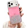 LCHULLE Custodia Glitter Compatibile con iPhone 17 Pro Max(6.9 Pollici) Cover Trasparente Ragazza Custodia Glitter Clear Case TPU Bumper Silicone Cover per iPhone 17 Pro Max Rosa