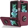 COQUE Custodia per Galaxy Z Flip 5 5G Cover, Pellicola Shell all-Inclusive Custodia per Telefono con Supporto Video ad Anello, Cover Pieghevole per Samsung Galaxy Z Flip 5 5G-Vino Rosso