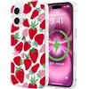 LCHULLE Cover Magnetica per iPhone 16 Compatibile con MagSafe Custodia Trasparente Rosa Fiocco per Ragazze Donne Cover protettiva Magnetica Silicone Case per iPhone 16 Fragola rossa