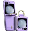 COQUE Custodia Galaxy Z Flip 5 5G, Custodia protettiva per tracolla fatta a mano con anello in metallo sottile, Cover pieghevole per telefono per Samsung Galaxy Z Flip 5 5G-Viola