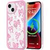 LCHULLE Cover Magnetica per iPhone 14/13 Compatibile con MagSafe Custodia Trasparente Rosa Fiocco per Ragazze Donne Cover protettiva Magnetica Silicone Case per iPhone 14/13 Fiocco grande