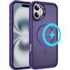 LCHULLE Custodia magnetica per iPhone 16 Plus Cover compatibile con MagSafe semi-trasparente opaca sottile Case protettiva PC Back + TPU Bumper per iPhone 16 Plus Viola