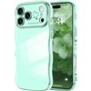 LCHULLE Compatibile con iPhone 17 Pro Max Cover cuore d'amore Custodia con forma ondulata riccia ragazze Protezione della fotocamera Cover galvanizzata Custodia per iPhone 17 Pro Max Verde chiaro
