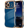 LCHULLE Compatibile con iPhone 13 Pro Cover cuore d'amore Custodia con forma ondulata e riccia ragazze Protezione della fotocamera Cover protettiva galvanizzata Custodia per iPhone 13 Pro Blu marino