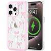 LCHULLE Cover Magnetica per iPhone 15 Pro Compatibile con MagSafe Custodia Trasparente Rosa Fiocco per Ragazze Donne Cover protettiva Magnetica Silicone Case per iPhone 15 Pro Fiocco piccolo