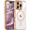 LCHULLE Magnetic per iPhone 16 Pro Cover trasparente [Compatibile con Magsafe] protezione della fotocamera Custodia antiurto Cover protettiva clear silicone case per iPhone 16 Pro Rosa