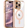 LCHULLE Magnetic per iPhone 15 Pro Cover trasparente [Compatibile con Magsafe] protezione della fotocamera Custodia antiurto Cover protettiva clear silicone case per iPhone 15 Pro Rosa