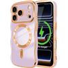 LCHULLE per iPhone 17 Pro Max Cover Magnetica Cuore Ondulata,Viola chiaro