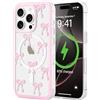LCHULLE Cover Magnetica per iPhone 16 Pro Max Compatibile con MagSafe Custodia Trasparente Rosa Fiocco per Ragazze Donne Cover protettiva Magnetica Silicone Case per iPhone 16 Pro Max Fiocco piccolo