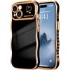 LCHULLE Compatibile con iPhone 15 Plus Cover cuore d'amore Custodia con forma ondulata e riccia ragazze Protezione della fotocamera Cover protettiva galvanizzata Custodia per iPhone 15 Plus Nero