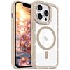 LCHULLE per iPhone 13 Pro Cover Glitter Trasparente Custodia Diamante Scintillante Strass per Donne Ragazze [Compatibile con MagSafe] Bling Cristallo Magnetico Cover Silicone Case, Caffè