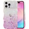 LCHULLE Glitter Cover Compatibile con iPhone 15 Pro Max CustodiaTrasparente Cover con Forma Ondulata con Paillettes & Cristalli Custodia Resistente Silicone Case per iPhone 15 Pro Max, Viola