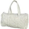 Generic Borsone trapuntato in cotone con cerniera, borsa da viaggio con stampa floreale, borsa da palestra per donne weekend viaggi shopping, bianco, casual