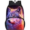 THKVSV Zaino leggero con motivo lupo, per la scuola, bambini, ragazzi e ragazze, zaino basic con tasche laterali, lupo della nebbia, Lupo rosso e viola, taglia unica, Zaino daypack