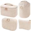 Nocyclonic Beauty case da donna con fiori e ragazze, in cotone, per trucchi e trucchi, beige., Minimalista