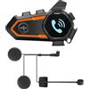 OBEST Interfono Casco Moto,Cuffie Casco Moto Bluetooth,Supporto per Doppia Intercomunicazione/Risposta Automatica a Mani Libere/Musica HD,per Ciclismo, Sci