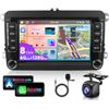 VECHTEL 6G 128G VECHTEL 7Autoradio 2 DIN Bluetooth per VW Golf 5 6 Polo Passat Skoda Touran Tiguan Seat Carplay Android Auto Wireless,Android 15,DSP EQ,Wifi GPS Navi,RDS/FM Radio con Retrocamera AHD