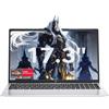 Tivique 17,3 FHD PC Portatile Processor 4300U Fino a 3,7 GHz, 16GB DDR4 512GB SSD Espansione 2TB, Computer Portatile Batteria 5500 MAh, 180° Pieghevole, Webcam, WiFi, USB3.2, Type C, Notebook Ufficio